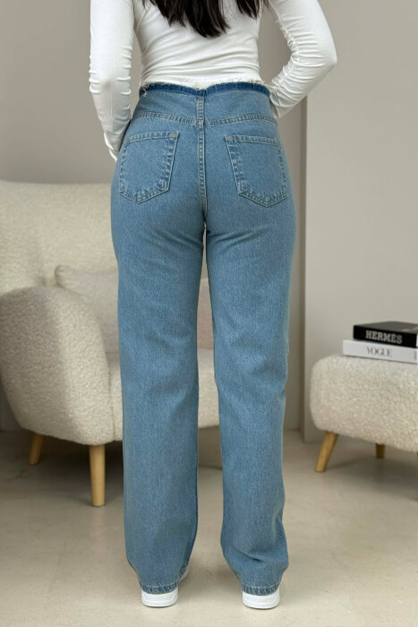 WAIST DETAIL ONE COLOR WOMEN JEANS BLUE/BLU - 3