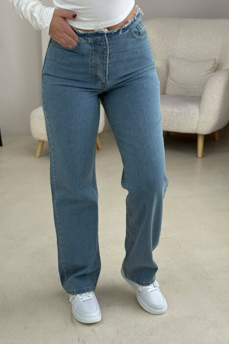 WAIST DETAIL ONE COLOR WOMEN JEANS BLUE/BLU - 4