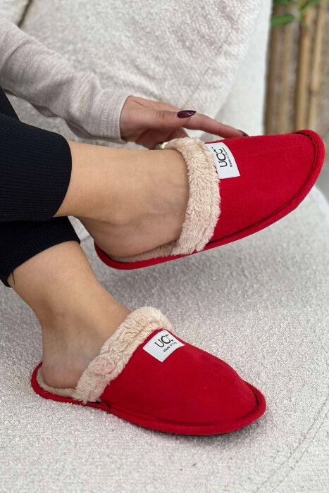 WARM SIMPLE HOME WOMEN SLIPPERS RED/E KUQE - KLAUDIO FASHION