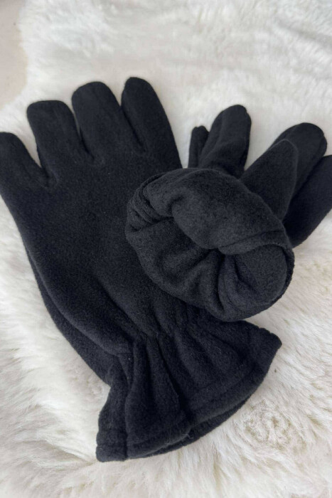 WARM SIMPLE ONE COLOR MEN GLOVES BLACK/ E ZEZE - KLAUDIO FASHION