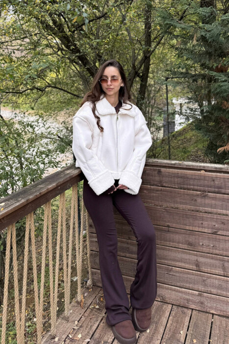 WARM WOOL DESIGN WOMEN JACKET WHITE-E BARDHE 