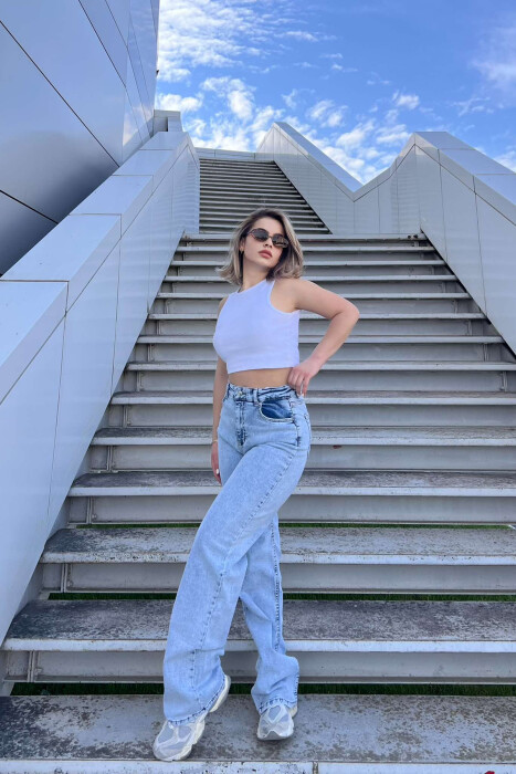 WIDE LEG ONE COLOR WOMEN JEANS BEAUBLUE/BBL - 1