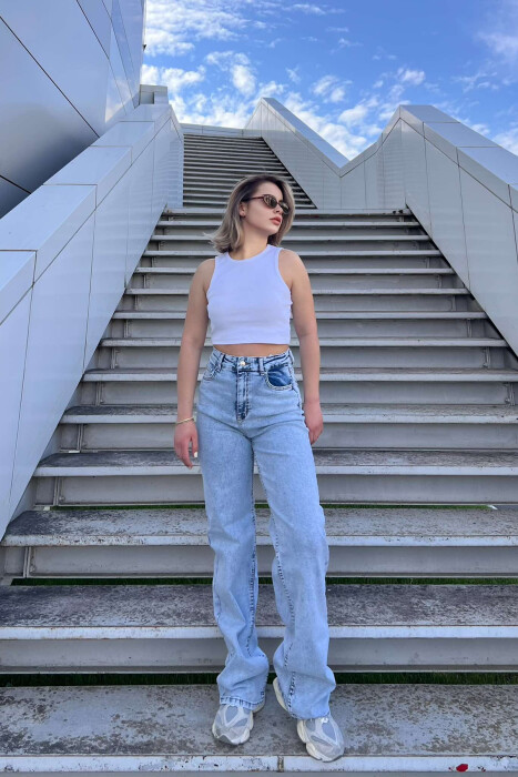 WIDE LEG ONE COLOR WOMEN JEANS BEAUBLUE/BBL - 4