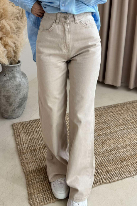 WIDE LEG ONE COLOR WOMEN JEANS BEIGE/BEZHE - 6