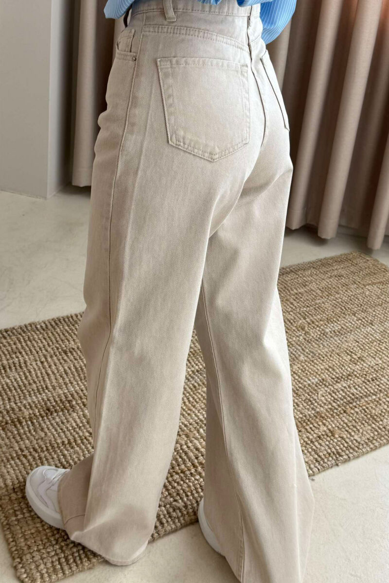 WIDE LEG ONE COLOR WOMEN JEANS BEIGE/BEZHE - 7