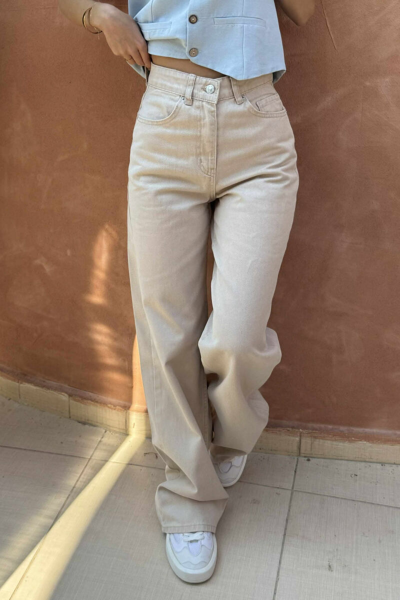 WIDE LEG ONE COLOR WOMEN JEANS BEIGE/BEZHE - 1
