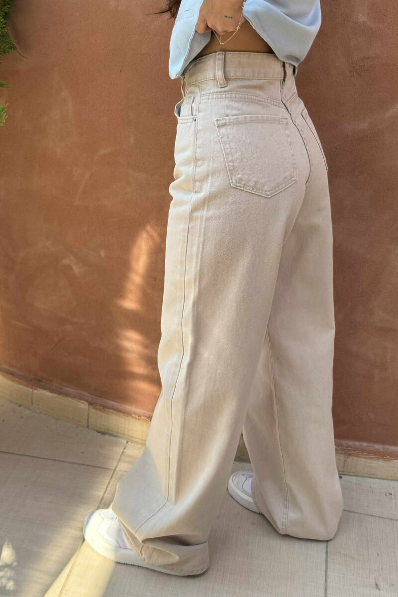 WIDE LEG ONE COLOR WOMEN JEANS BEIGE/BEZHE - 4