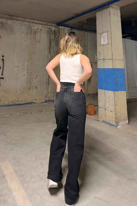 WIDE LEG ONE COLOR WOMEN JEANS BLACK/ E ZEZE - 3