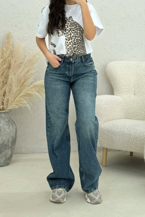 WIDE LEG ONE COLOR WOMEN JEANS BLUE/BLU 