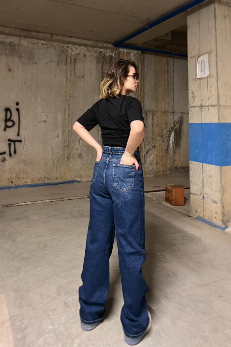 WIDE LEG ONE COLOR WOMEN JEANS BLUE/BLU - 4