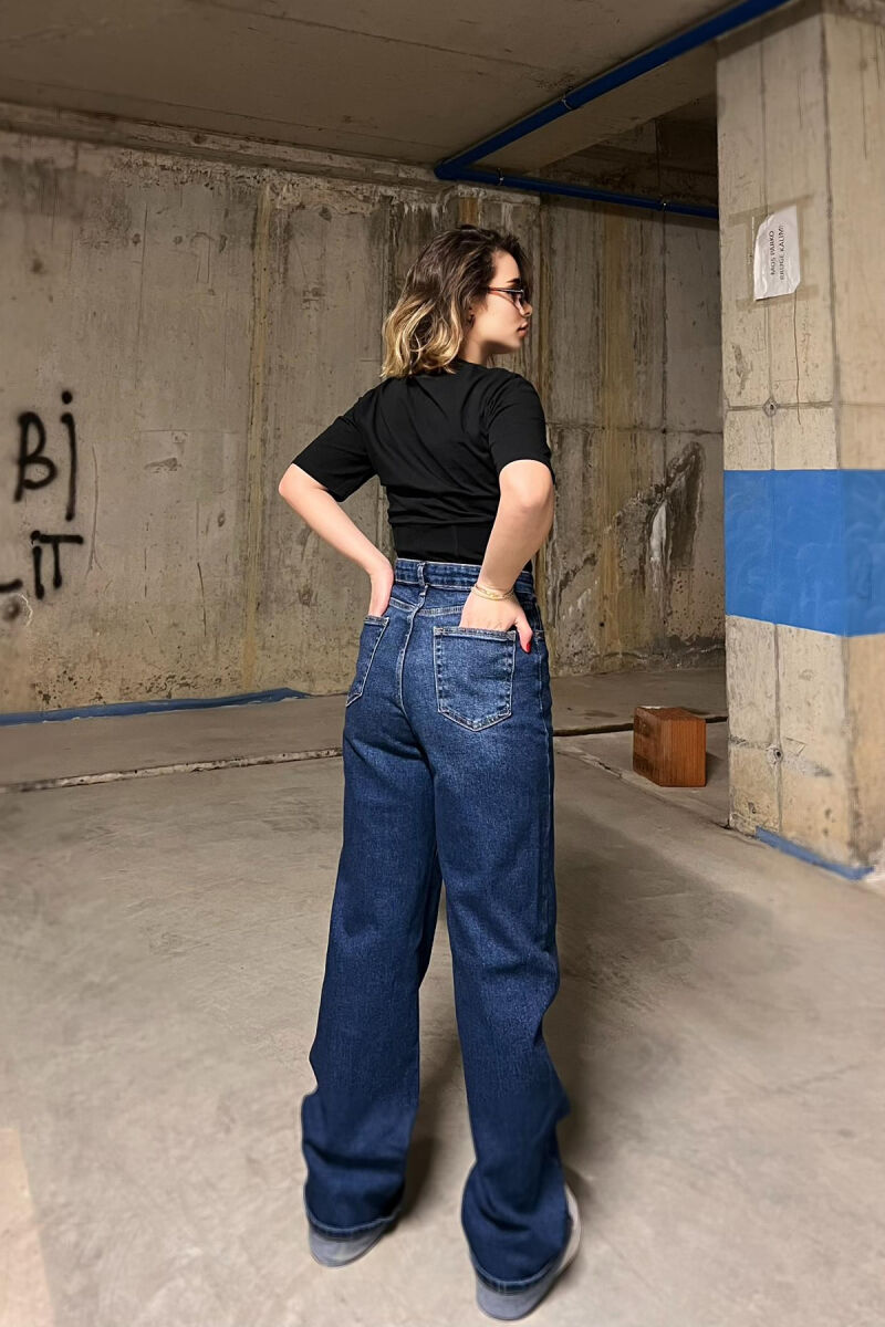 WIDE LEG ONE COLOR WOMEN JEANS BLUE/BLU - 4