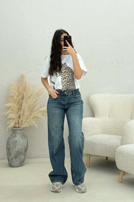 WIDE LEG ONE COLOR WOMEN JEANS BLUE/BLU - 2