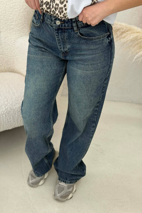 WIDE LEG ONE COLOR WOMEN JEANS BLUE/BLU - 4