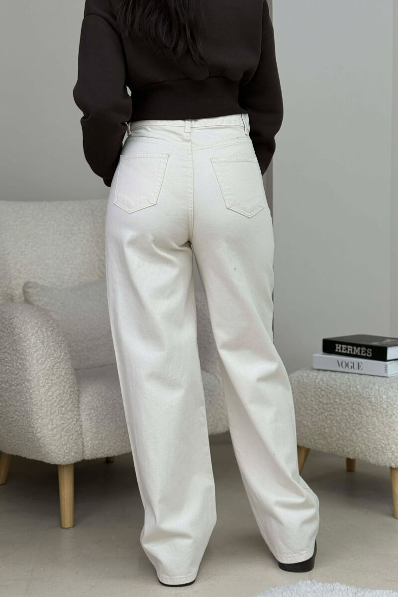 WIDE LEG ONE COLOR WOMEN JEANS CREAM/KREM - 3