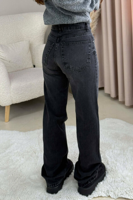 WIDE LEG ONE COLOR WOMEN JEANS DARK GREY/GEE - 4