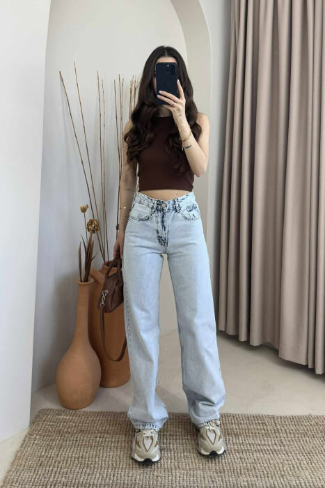WIDE LEG ONE COLOR WOMEN JEANS LIGHTBLUE/BZ 