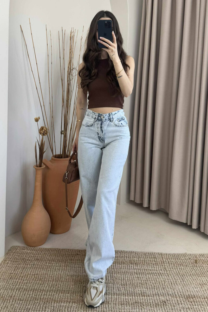 WIDE LEG ONE COLOR WOMEN JEANS LIGHTBLUE/BZ - 5