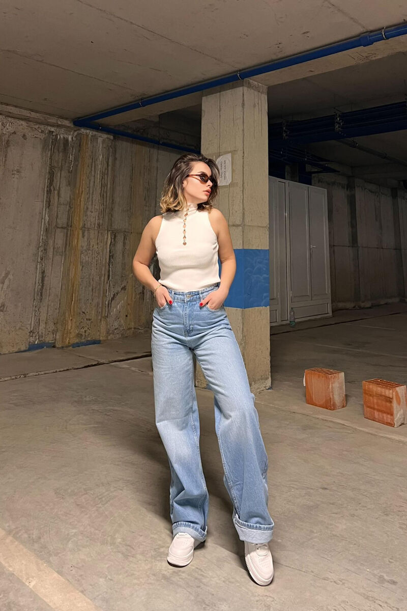 WIDE LEG ONE COLOR WOMEN JEANS LIGHTBLUE/BZ - 1