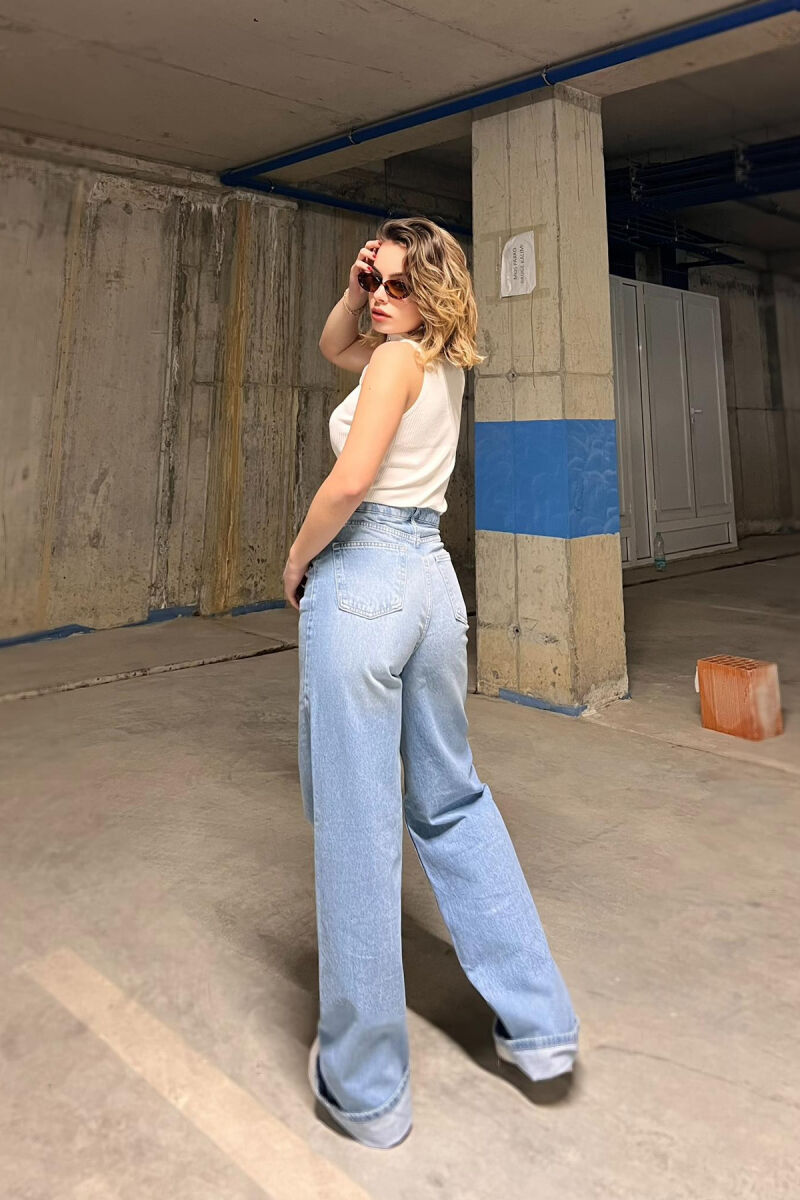 WIDE LEG ONE COLOR WOMEN JEANS LIGHTBLUE/BZ - 4