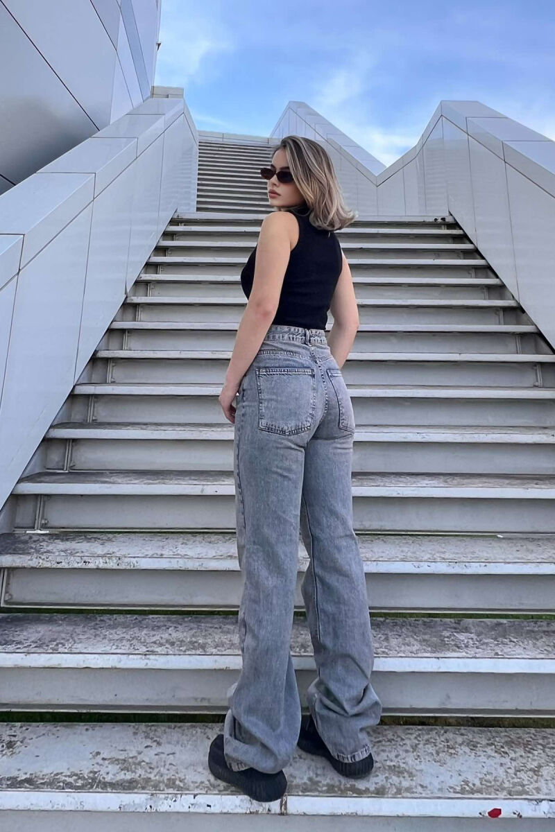 WIDE LEG ONE COLOR WOMEN JEANS STEELBLUE/BLU CELIKU - 2