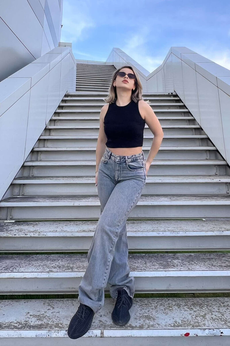 WIDE LEG ONE COLOR WOMEN JEANS STEELBLUE/BLU CELIKU - 3