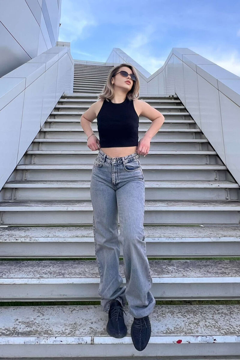 WIDE LEG ONE COLOR WOMEN JEANS STEELBLUE/BLU CELIKU - 4