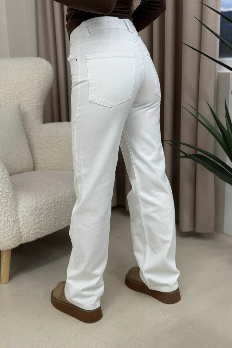 WIDE LEG ONE COLOR WOMEN JEANS WHITE-E BARDHE - 5