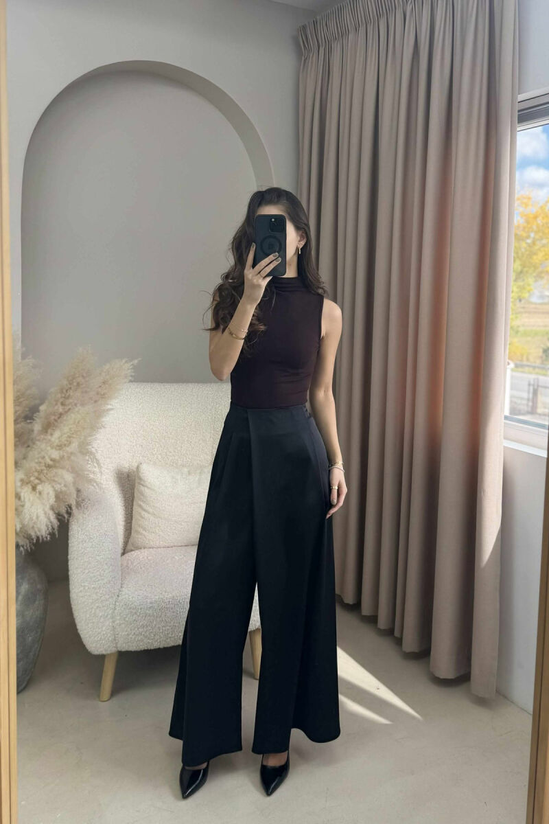 WIDE LEG ONE COLOR WOMEN TROUSERS BLACK/ E ZEZE - 2