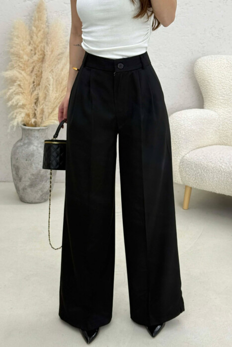 WIDE LEG ONE COLOR WOMEN TROUSERS BLACK/ E ZEZE - 2