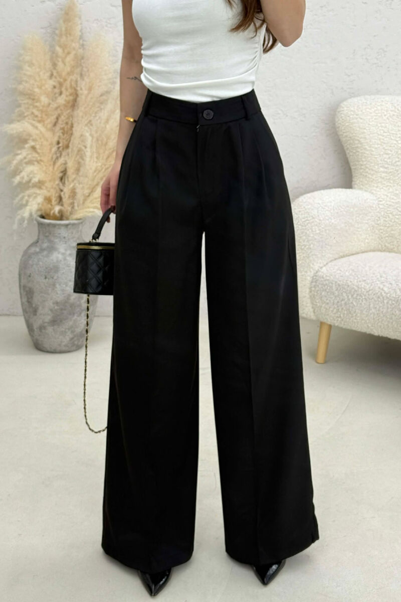 WIDE LEG ONE COLOR WOMEN TROUSERS BLACK/ E ZEZE - 2