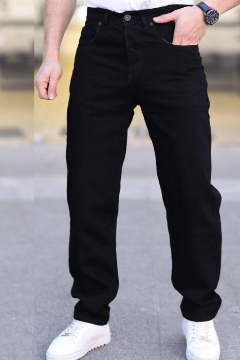 WIDE LEG SIMPLE MEN JEANS BLACK-BLACK/ZZ 