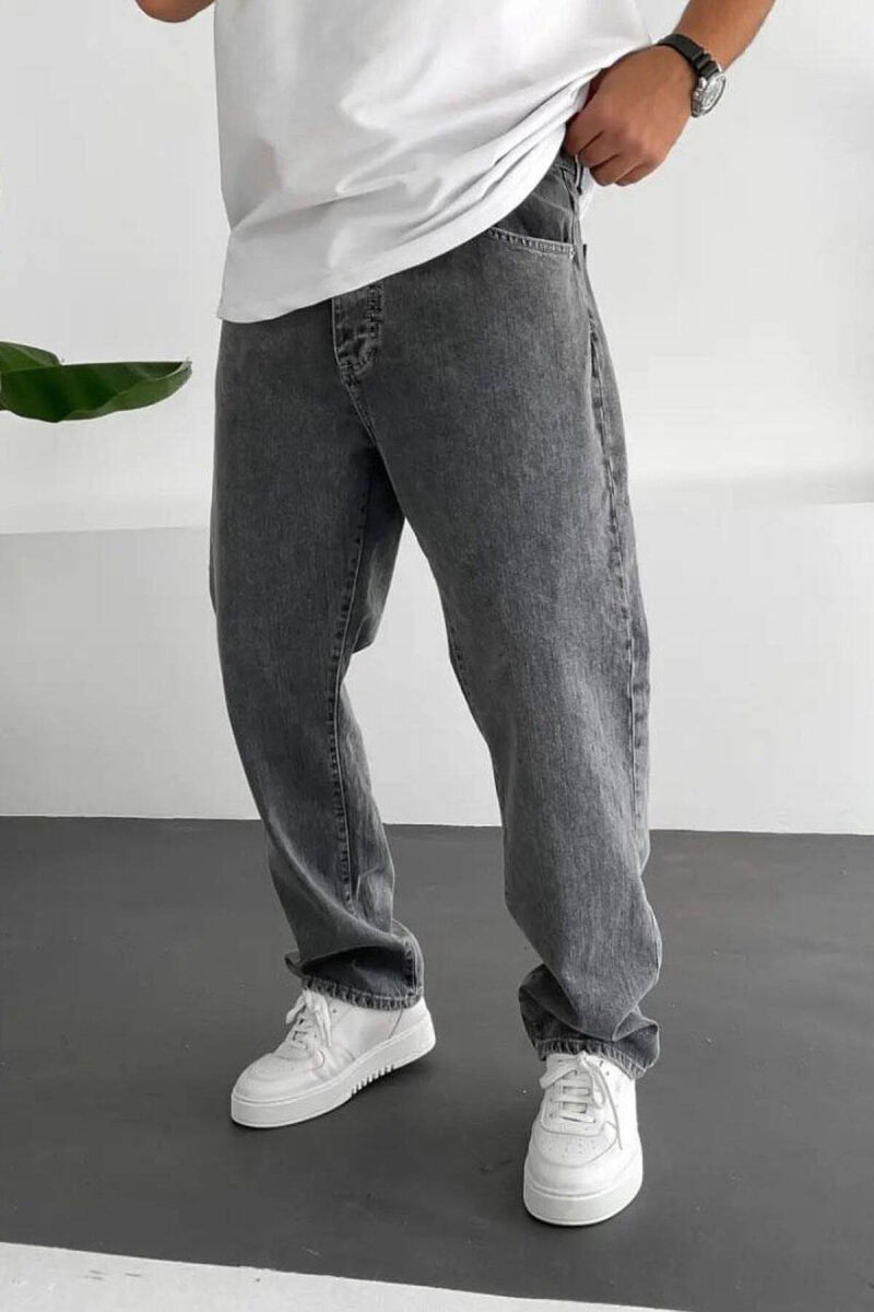 WIDE LEG SIMPLE MEN JEANS GREY/GRI - 1