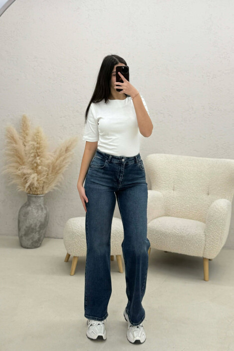 WIDE LEG SIMPLE WOMAN JEANS BLUE/BLU - KLAUDIO FASHION