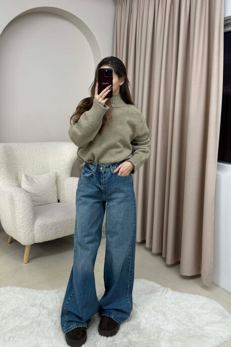 WIDE LEG SIMPLE WOMEN JEANS BLUE/BLU - 2