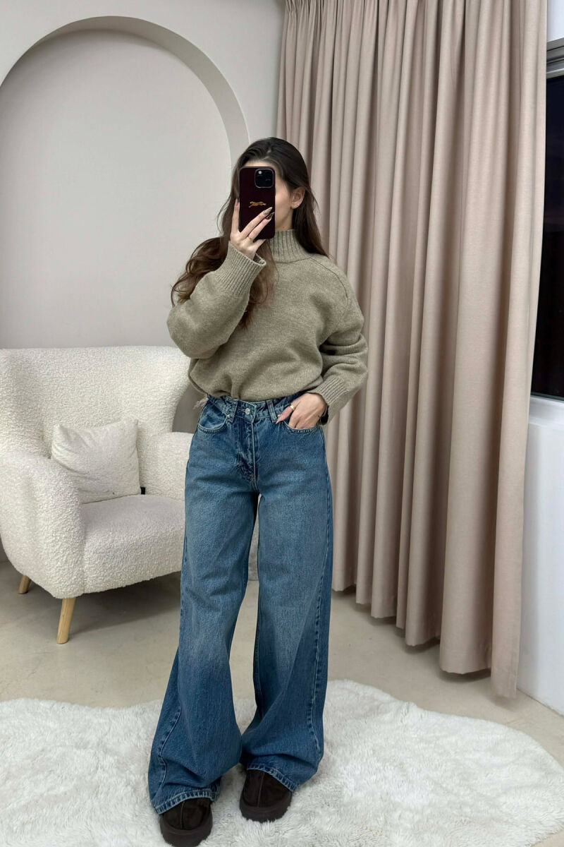 WIDE LEG SIMPLE WOMEN JEANS BLUE/BLU - 2