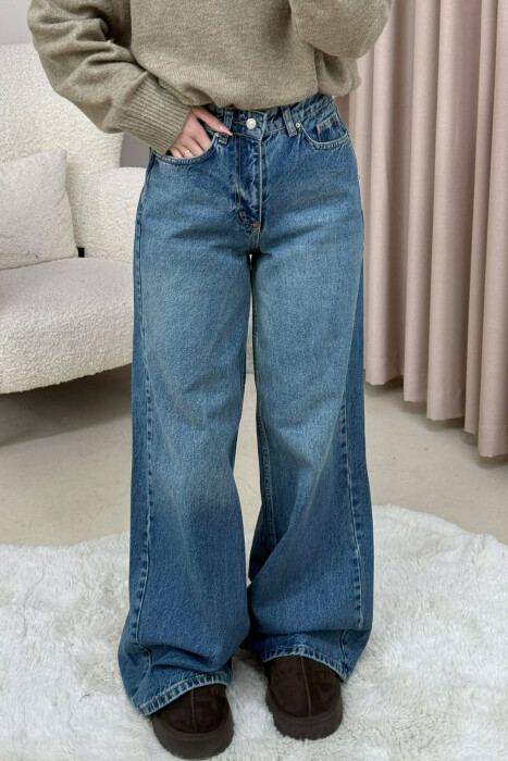 WIDE LEG SIMPLE WOMEN JEANS BLUE/BLU - 1