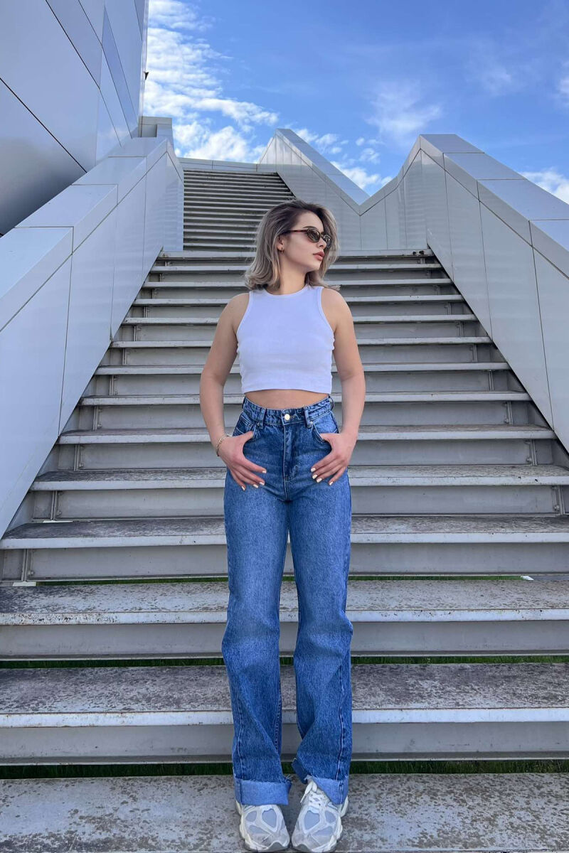 WIDE LEG SIMPLE WOMEN JEANS BLUE/BLU - 5