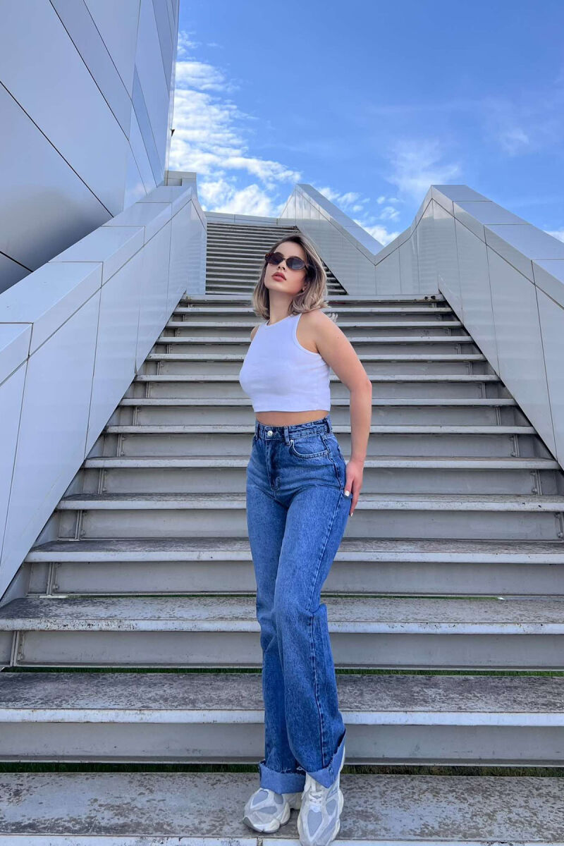 WIDE LEG SIMPLE WOMEN JEANS BLUE/BLU - 6