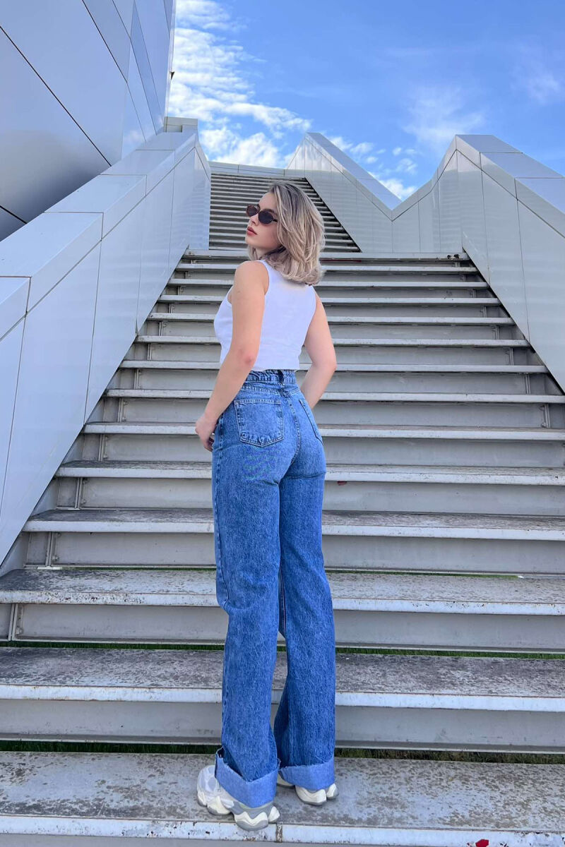 WIDE LEG SIMPLE WOMEN JEANS BLUE/BLU - 8