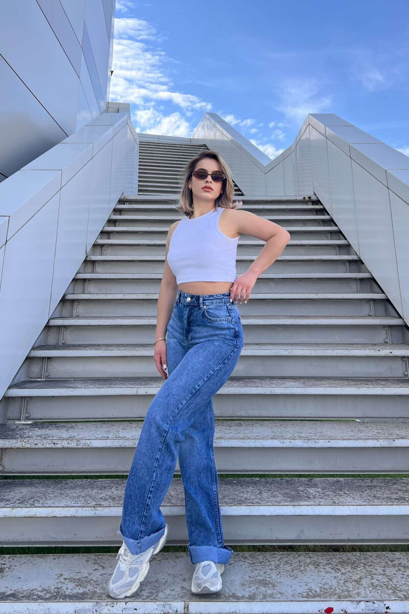 WIDE LEG SIMPLE WOMEN JEANS BLUE/BLU - 7