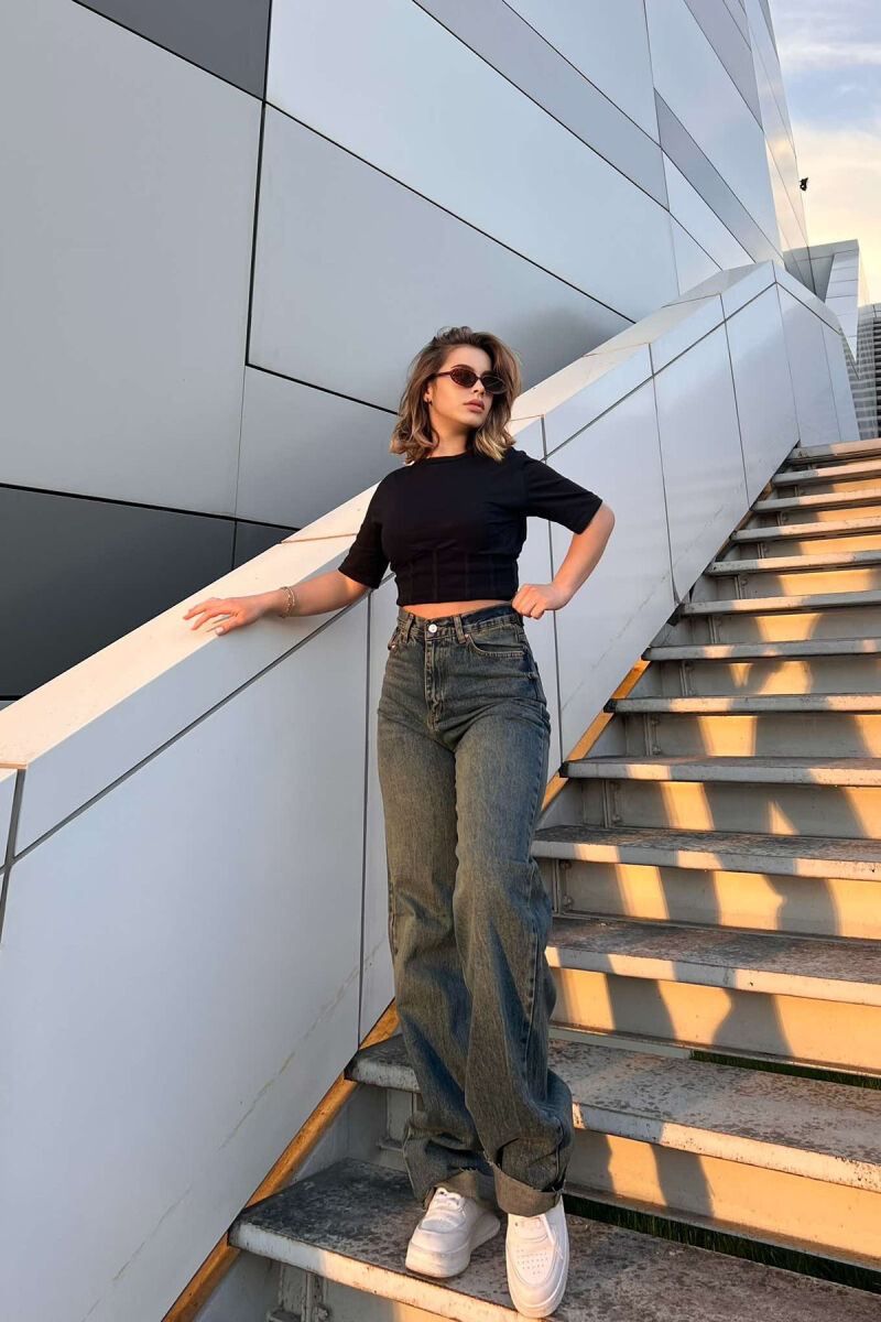 WIDE LEG SIMPLE WOMEN JEANS STEELBLUE/BLU CELIKU - 1