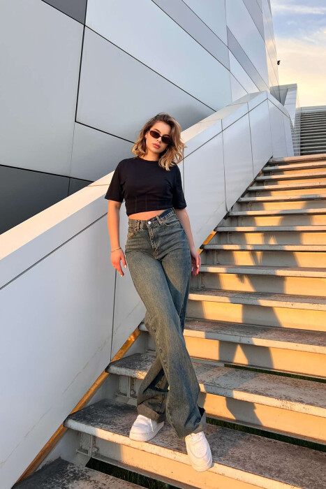 WIDE LEG SIMPLE WOMEN JEANS STEELBLUE/BLU CELIKU - 2