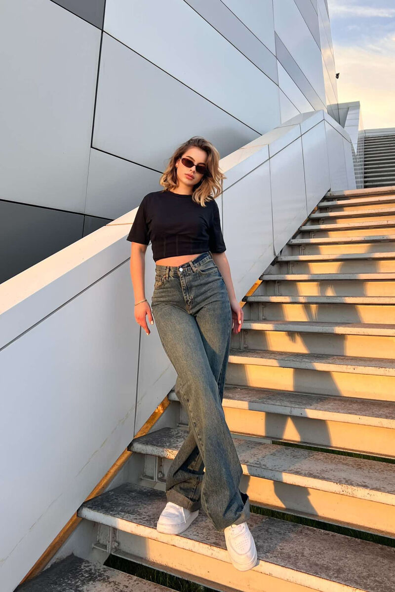 WIDE LEG SIMPLE WOMEN JEANS STEELBLUE/BLU CELIKU - 2