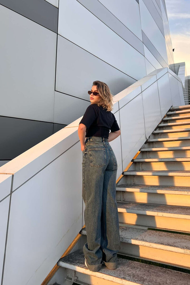 WIDE LEG SIMPLE WOMEN JEANS STEELBLUE/BLU CELIKU - 4