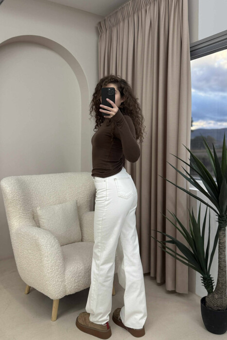 WIDE LEG SIMPLE WOMEN JEANS WHITE-E BARDHE - 3