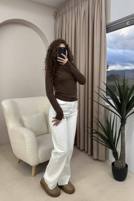 WIDE LEG SIMPLE WOMEN JEANS WHITE-E BARDHE - 2