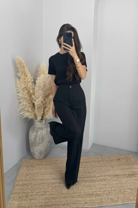 WIDE LEG SIMPLE WOMEN TROUSERS BLACK/ E ZEZE - 3