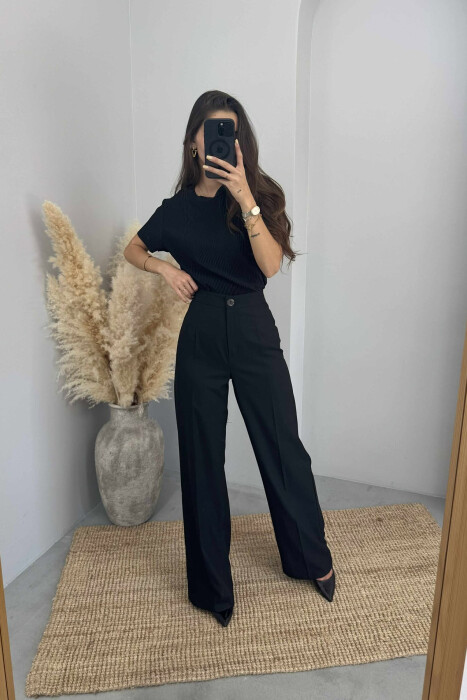 WIDE LEG SIMPLE WOMEN TROUSERS BLACK/ E ZEZE 