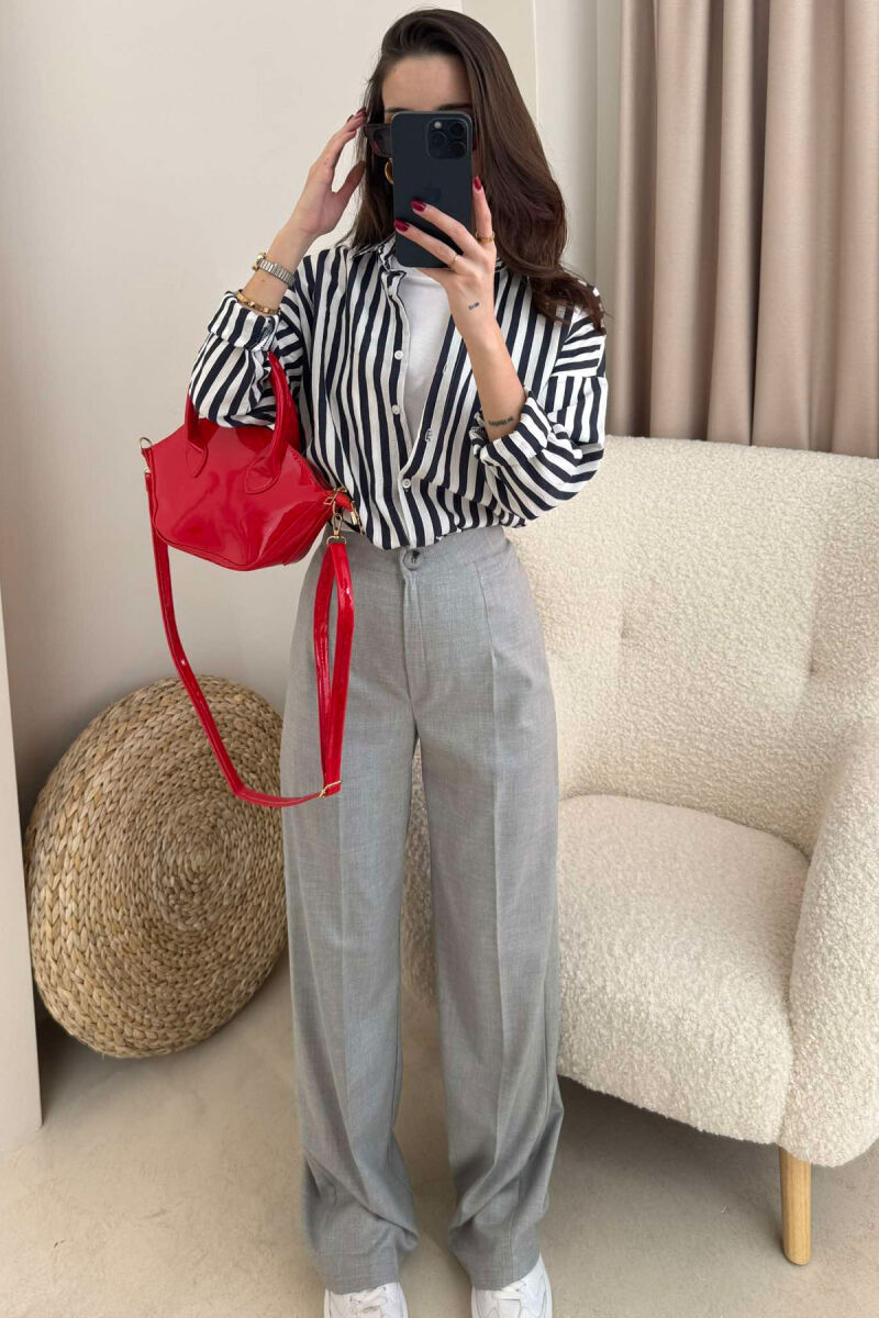 WIDE LEG SIMPLE WOMEN TROUSERS LIGHT GREY/GZ - 10