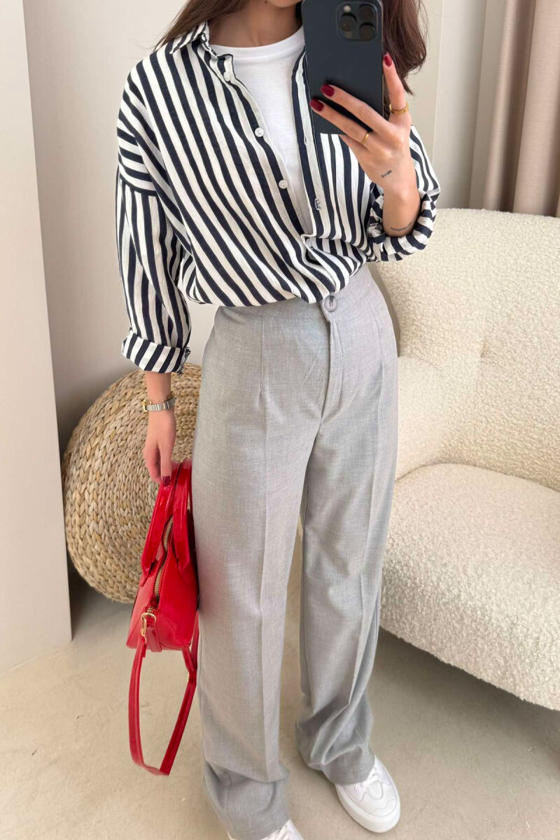 WIDE LEG SIMPLE WOMEN TROUSERS LIGHT GREY/GZ - 11